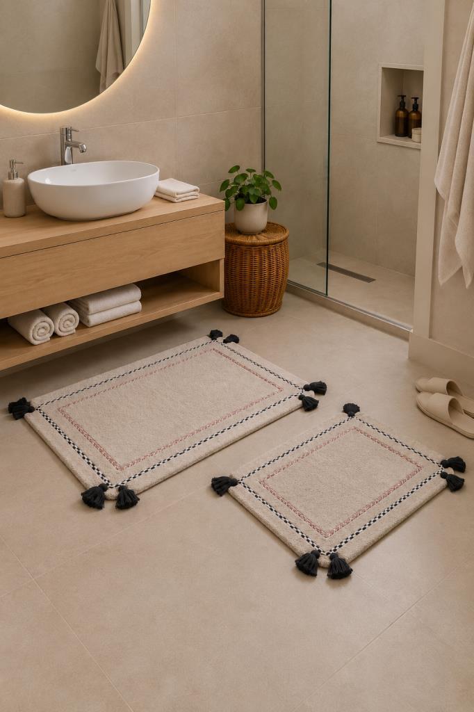 Otantic %100 Pamuk 2li Banyo Paspas Takımı 60x90 cm - 40x60 cm - 1