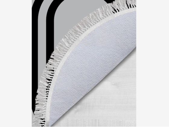 Oval Saçaklı 2'li Banyo Paspas Takımı Geometric Gri - Çeyiz Diyarı (1)