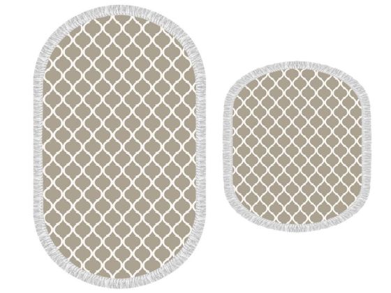 Oval Saçaklı 2'li Banyo Paspas Takımı Kupa Cappucino - Çeyiz Diyarı