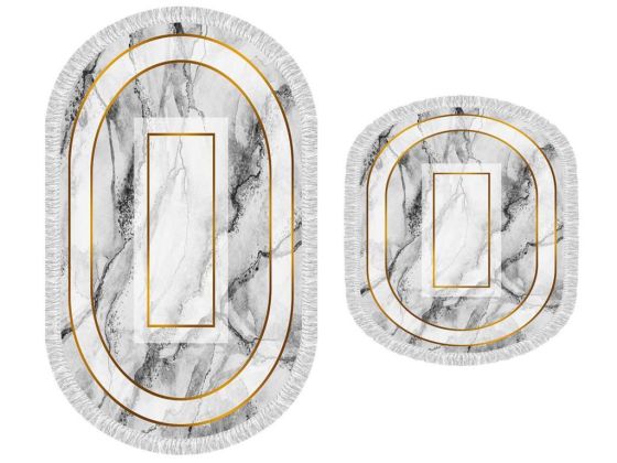Oval Saçaklı 2'li Banyo Paspas Takımı Shape - Çeyiz Diyarı