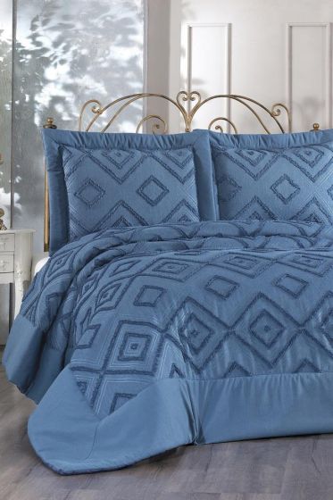 Panula Şönil 3 Parça Yatak Örtüsü indigo - Çeyiz Diyarı