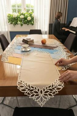 Papatya Desenli Aplikeli Runner 40x100 cm - 1