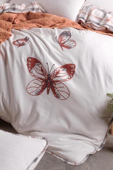 Papilion 7 Parça %100 Pamuk Çift Kişilik Pikeli Nevresim Takımı - Çeyiz Diyarı