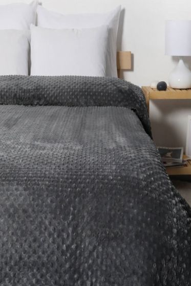 Pearl Tomurcuk Çift Kişilik Battaniye Antrasit - Çeyiz Diyarı