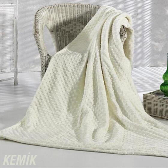 Pearl Tomurcuk Çift Kişilik Battaniye Krem - Çeyiz Diyarı