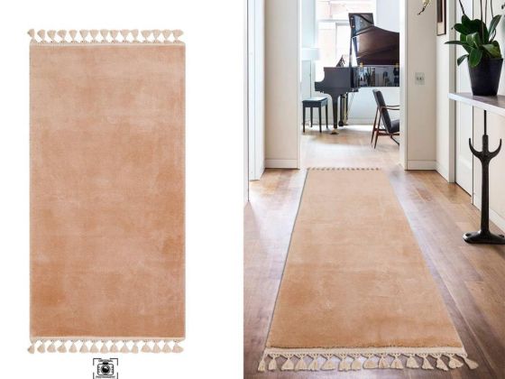 Pelüş Puffy Kaymaz Tabanlı Dikdörtgen Halı 80x150 Cm Cappucino - Çeyiz Diyarı