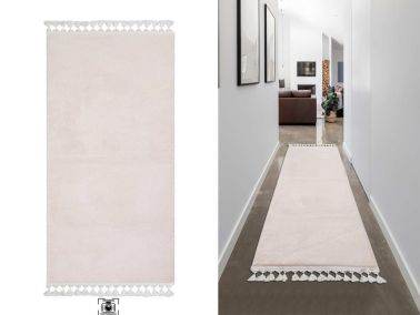 Pelüş Puffy Kaymaz Tabanlı Dikdörtgen Halı 80x150 Cm Krem - 1