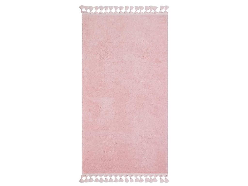 Pelüş Puffy Kaymaz Tabanlı Dikdörtgen Halı 80x150 Cm Pudra - 1