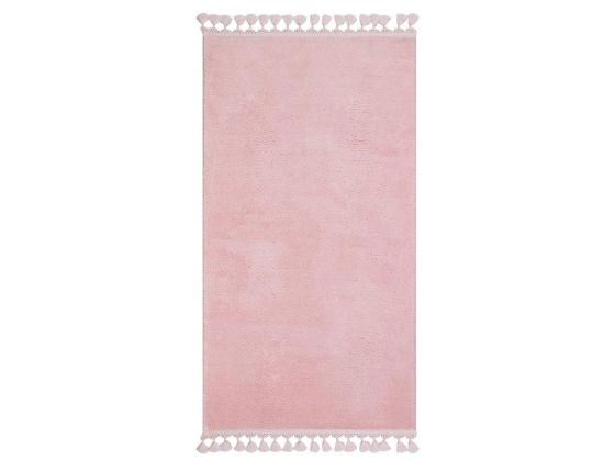 Pelüş Puffy Kaymaz Tabanlı Dikdörtgen Halı 80x150 Cm Pudra - Çeyiz Diyarı