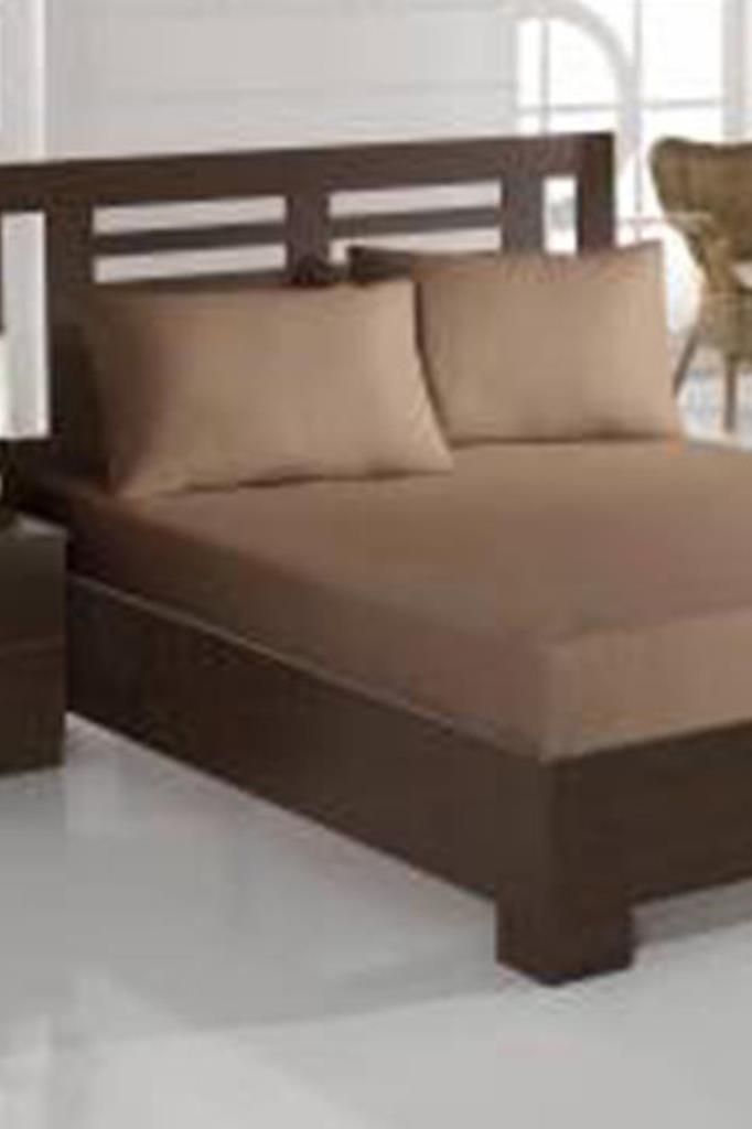 Penye Çift Kişilik 180x200 cm Lastikli Çarşaf Cappucino - 1