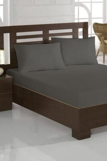 Penye Çift Kişilik 180x200 cm Lastikli Çarşaf Gri - Çeyiz Diyarı