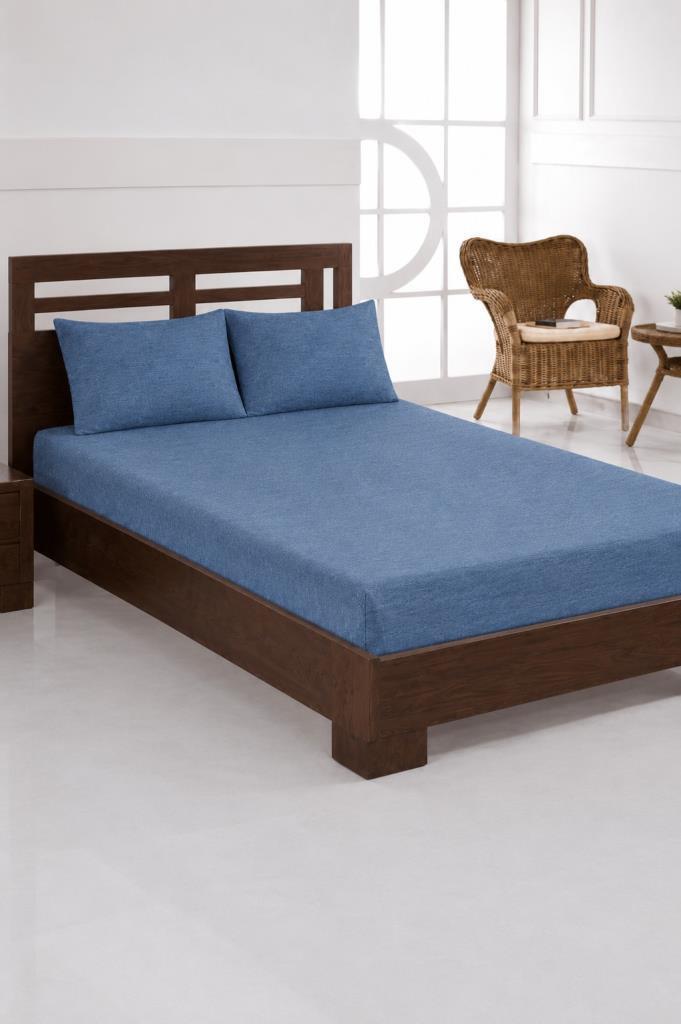 Penye Çift Kişilik 180x200 cm Lastikli Çarşaf İndigo - 1