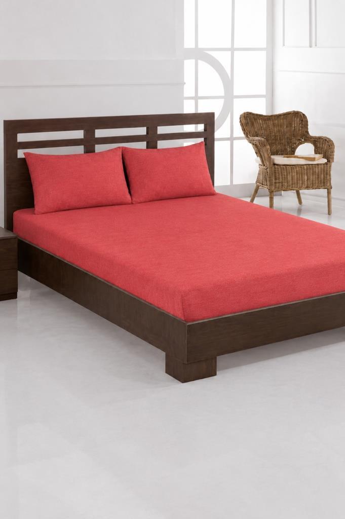 Penye Çift Kişilik 180x200 cm Lastikli Çarşaf Kiremit - 1