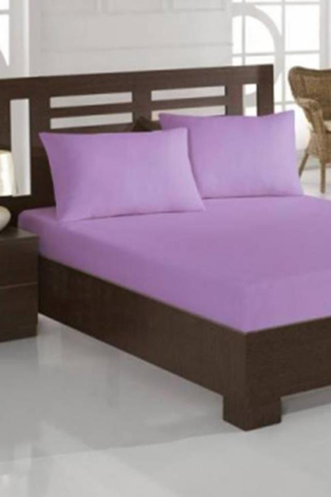 Penye Çift Kişilik 180x200 cm Lastikli Çarşaf Lila - 1