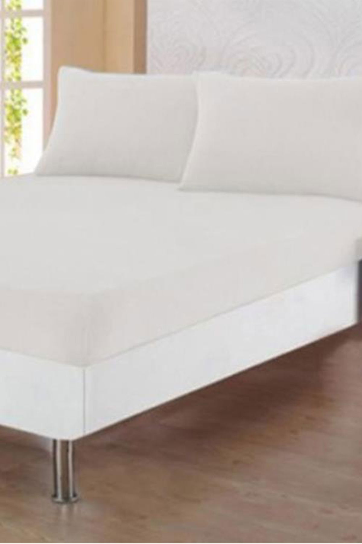 Penye Çift Kişilik Lastikli Çarşaf Beyaz - 1