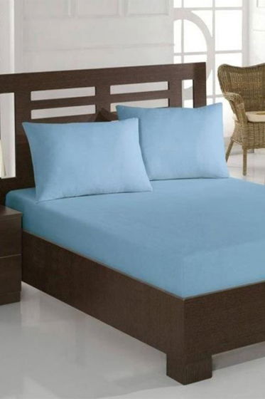 Penye Çift Kişilik Lastikli Çarşaf Mavi - Çeyiz Diyarı