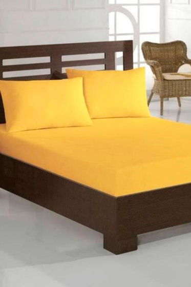 Penye Çift Kişilik Lastikli Çarşaf Sarı - Çeyiz Diyarı