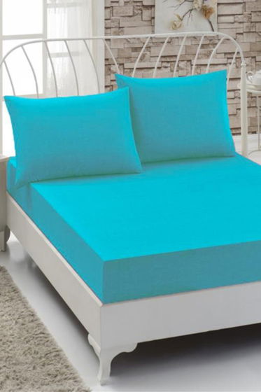 Penye Çift Kişilik Lastikli Çarşaf Turkuaz - Çeyiz Diyarı