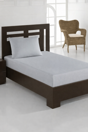 Penye Tek Kişilik 120x200 cm Lastikli Çarşaf Açık Gri - Çeyiz Diyarı