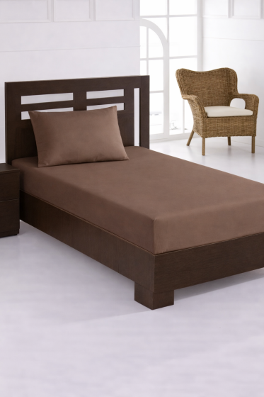 Penye Tek Kişilik 120x200 cm Lastikli Çarşaf Cappucino - Çeyiz Diyarı