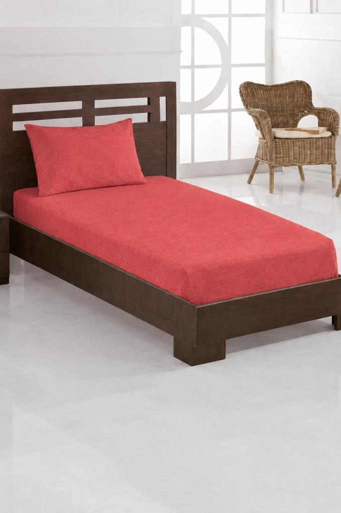 Penye Tek Kişilik 120x200 cm Lastikli Çarşaf Kiremit - 1