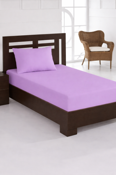 Penye Tek Kişilik 120x200 cm Lastikli Çarşaf Lila - Çeyiz Diyarı