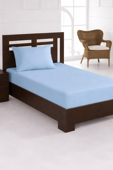 Penye Tek Kişilik 120x200 cm Lastikli Çarşaf Mavi - Çeyiz Diyarı