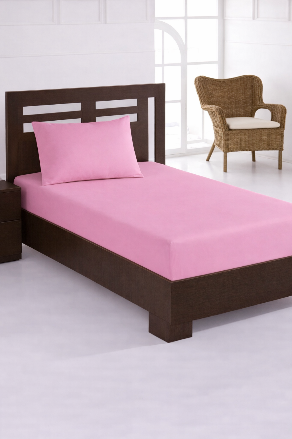 Penye Tek Kişilik 120x200 cm Lastikli Çarşaf Pembe - 1