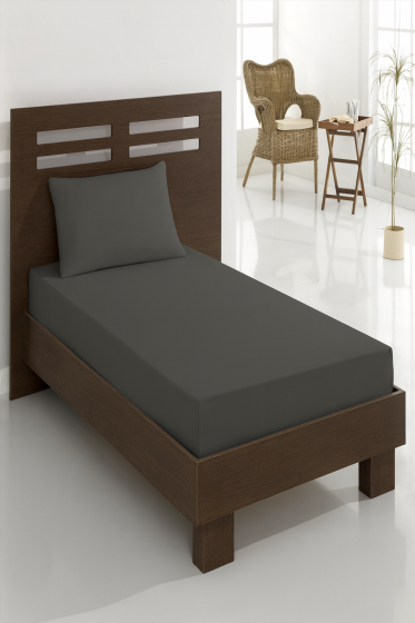 Penye Tek Kişilik Lastikli Çarşaf Gri - Çeyiz Diyarı