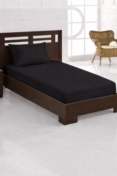 Penye Tek Kişilik Lastikli Çarşaf Siyah - Çeyiz Diyarı