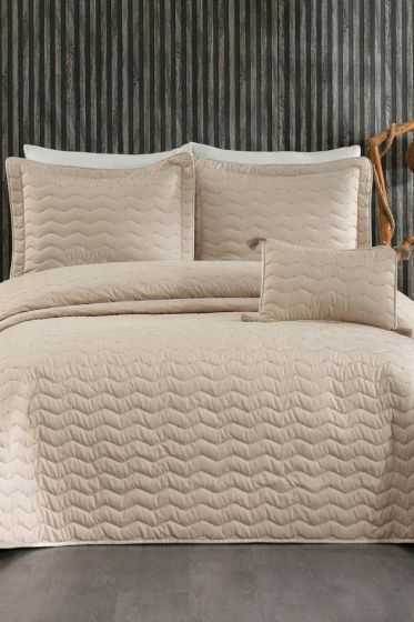 Perla Çift Kişilik Yatak Örtüsü 250x260 Cappucino - Çeyiz Diyarı