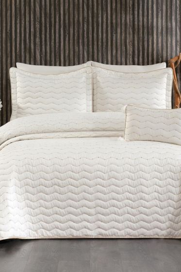 Perla Çift Kişilik Yatak Örtüsü 250x260 Krem - Çeyiz Diyarı