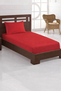 Perla Tek Kişilik Lastikli Çarşaf Takımı Kırmızı Siyah - 1