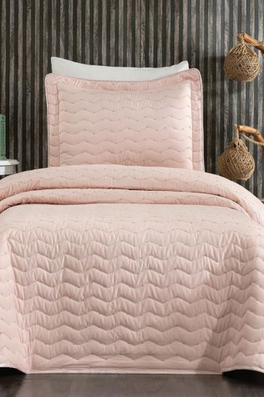 Perla Tek Kişilik Yatak Örtüsü 180x240 Pudra - Çeyiz Diyarı