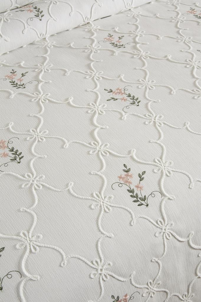 Pinkrose Nakışlı Şönil 7 Parça Gelin Seti Krem - 4