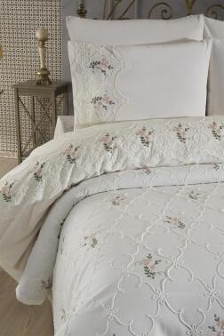 Pinkrose Nakışlı Şönil 7 Parça Gelin Seti Krem - 7