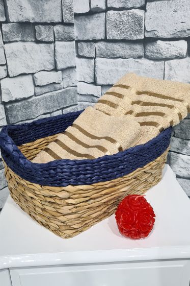 Plain %100 Pamuklu Jakarlı 2 Li Havlu Seti Cappucino - Çeyiz Diyarı (1)