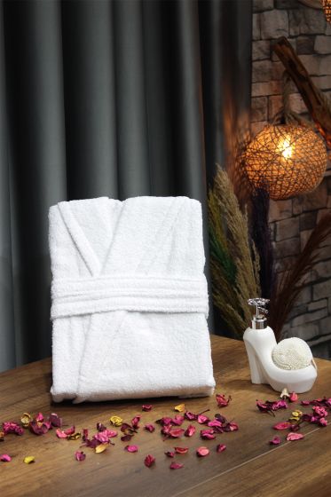 Plain Şal Yaka Büyük Beden Tek Banyo Bornozu Beyaz - Çeyiz Diyarı
