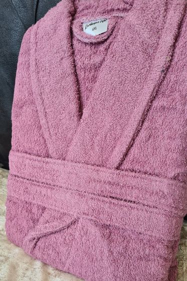 Plain Şal Yaka Büyük Beden Tek Banyo Bornozu Gül Kurusu - Çeyiz Diyarı (1)