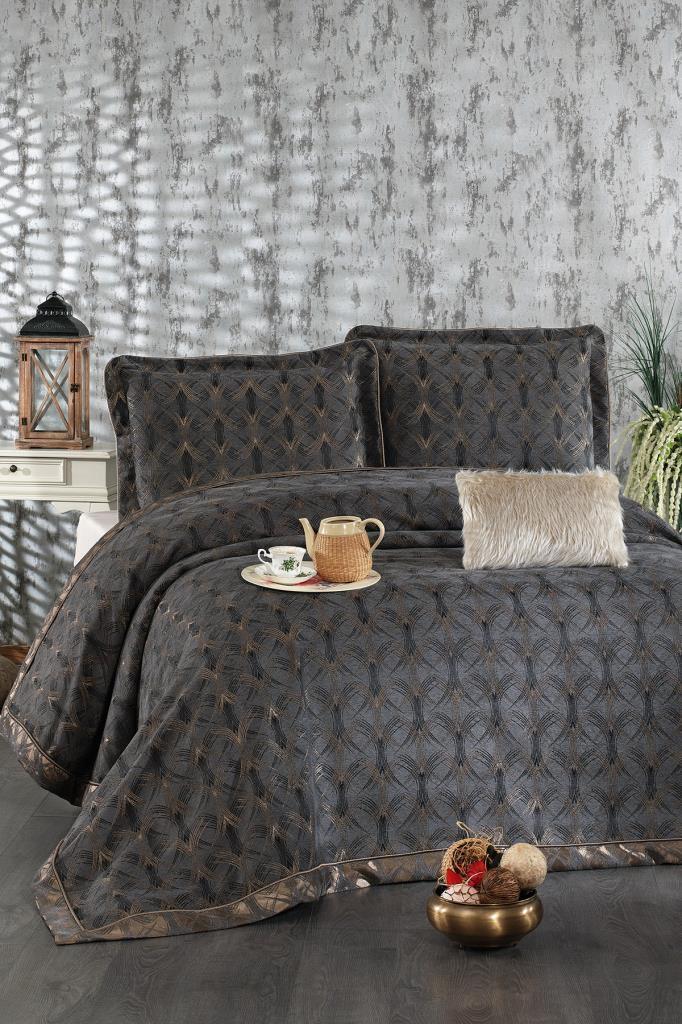 Podyum Şönil Çift Kişilik Yatak Örtüsü 260x260 cm Antrasit - 1