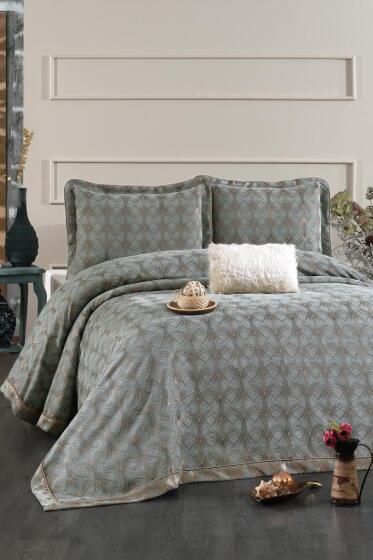 Podyum Şönil Çift Kişilik Yatak Örtüsü 260x260 cm Turkuaz - Çeyiz Diyarı