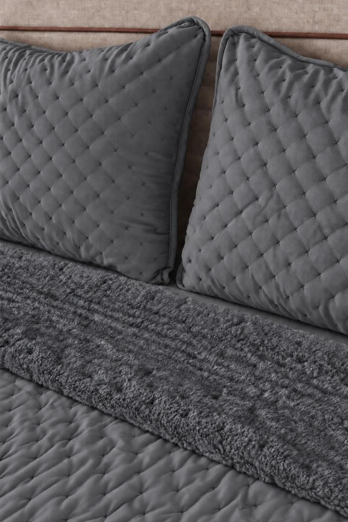 Porto Çift Taraflı Çift Kişilik 240x260cm Yatak Örtüsü Antrasit - 2