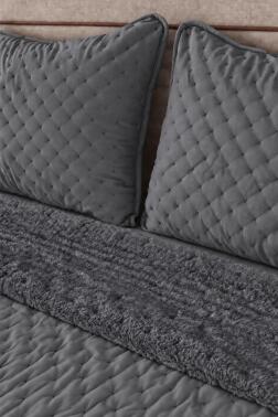 Porto Çift Taraflı Çift Kişilik 240x260cm Yatak Örtüsü Antrasit - 2
