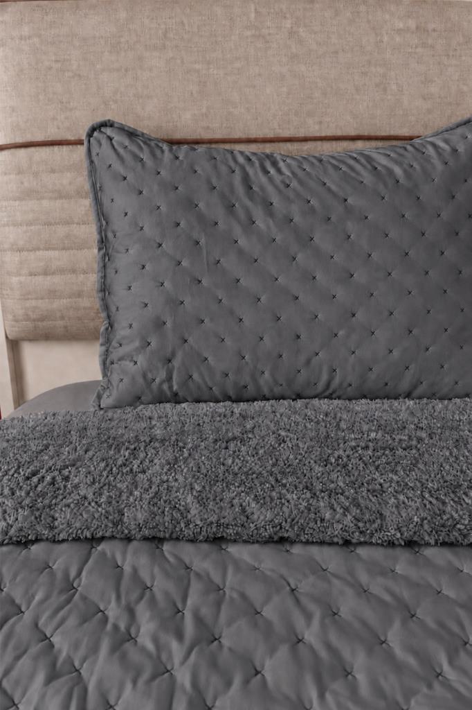 Porto Çift Taraflı Çift Kişilik 240x260cm Yatak Örtüsü Antrasit - 3