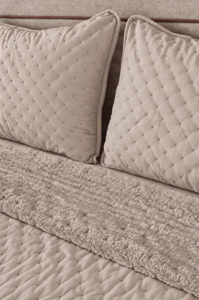 Porto Çift Taraflı Çift Kişilik 240x260cm Yatak Örtüsü Cappucino - 2