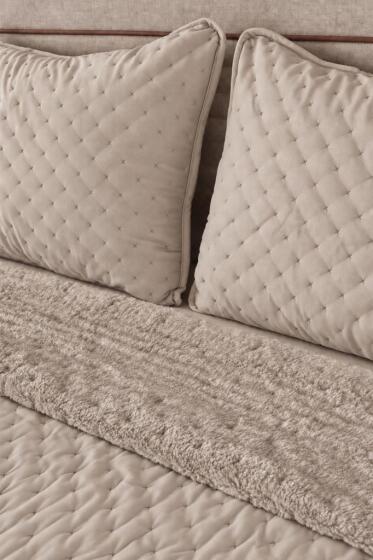 Porto Çift Taraflı Çift Kişilik 240x260cm Yatak Örtüsü Cappucino - Çeyiz Diyarı (1)
