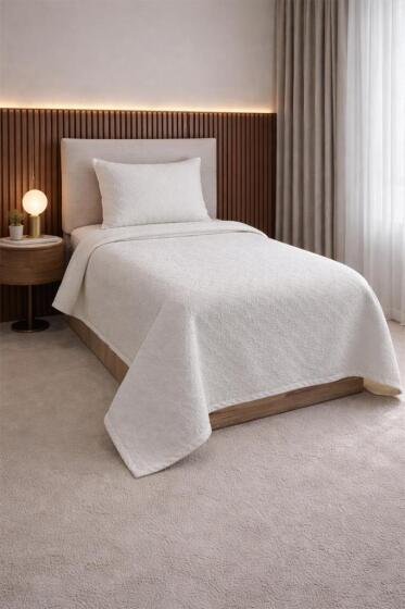 Powderlove 2 Parça Tek Kişilik Yatak Örtüsü 180x235 cm Beyaz - Çeyiz Diyarı