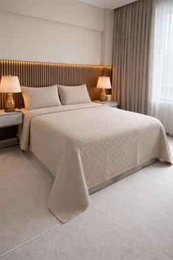 Powderlove 3 Parça Çift Kişilik Yatak Örtüsü 235x250 cm Bej - 1