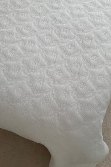 Powderlove 3 Parça Çift Kişilik Yatak Örtüsü 235x250 cm Beyaz - Çeyiz Diyarı (1)