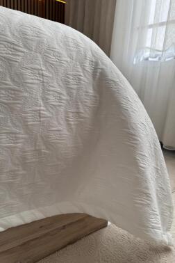 Powderlove 3 Parça Çift Kişilik Yatak Örtüsü 235x250 cm Beyaz - 4